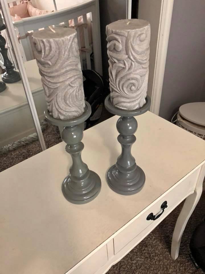 Gray pretty candleholders and candles!